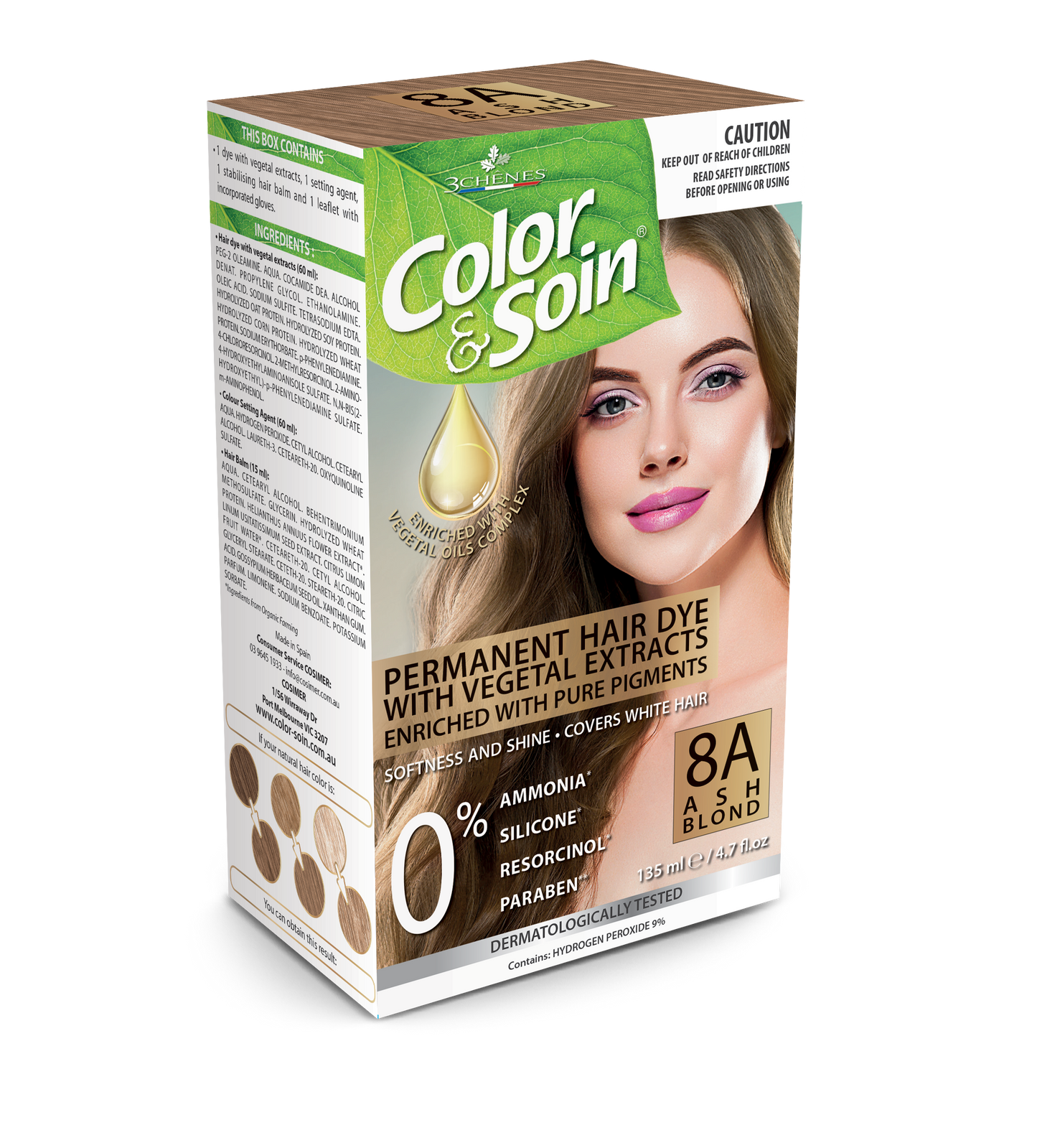 PERMANENT HAIR DYE 8A ASH BLOND
