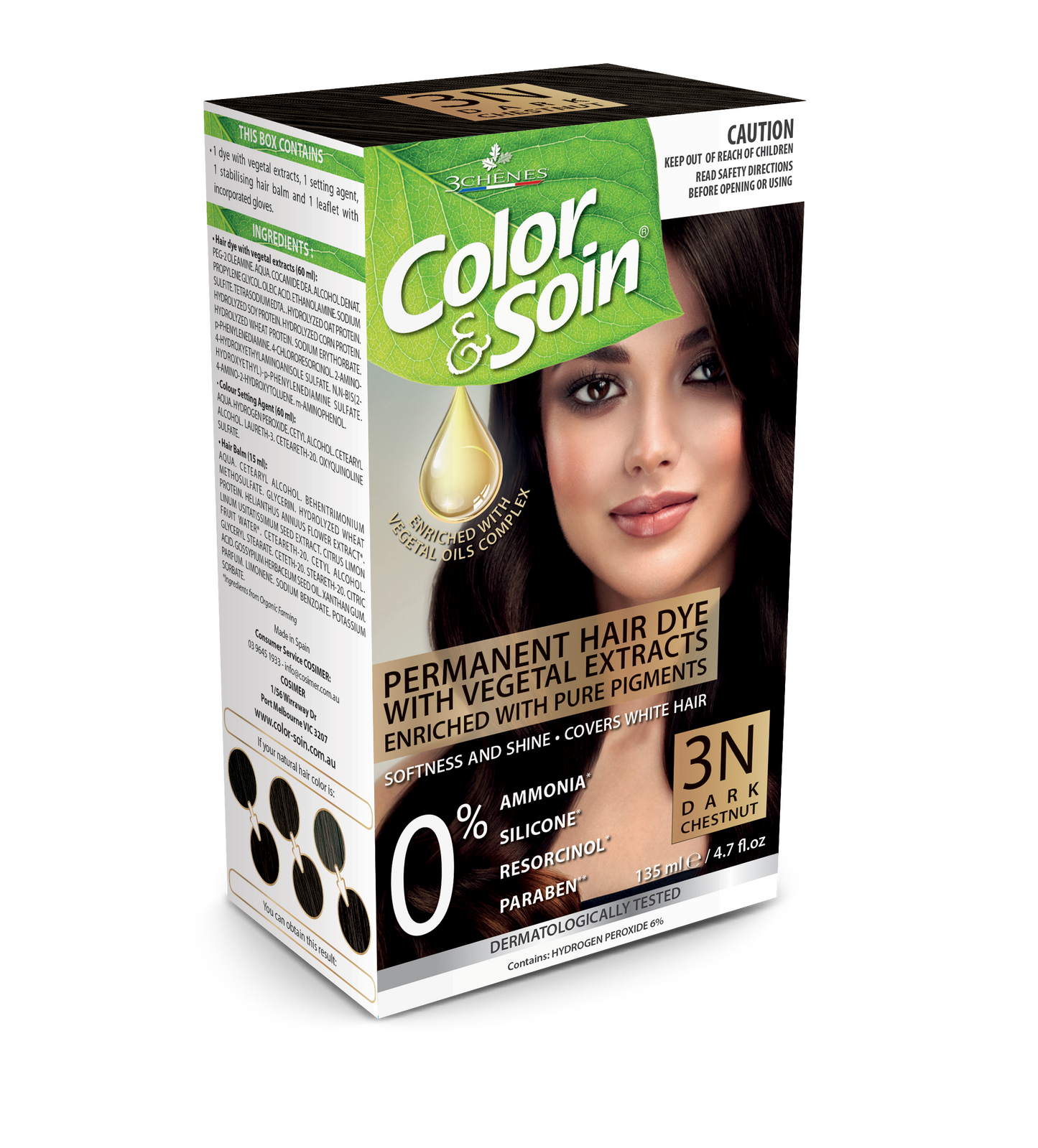 PERMANENT HAIR DYE 3N DARK CHESTNUT